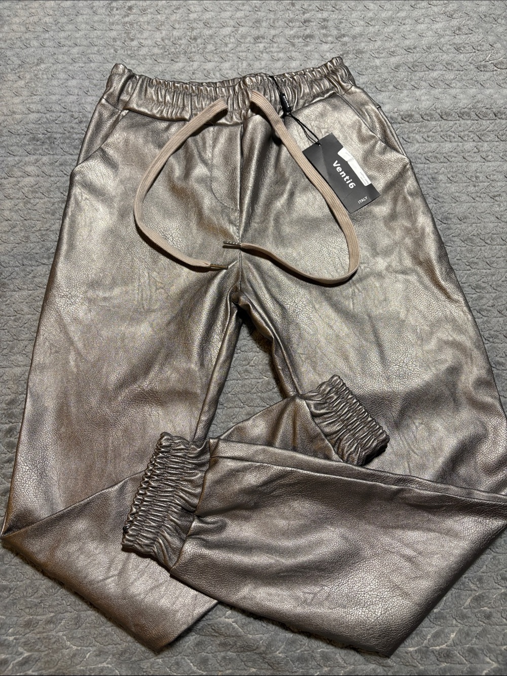 Venti6 Italian Boutique- Metallic Brown Jogger Bottoms Size Small